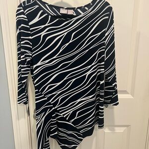 Chico's Navy and White Abstract Women's Blouse